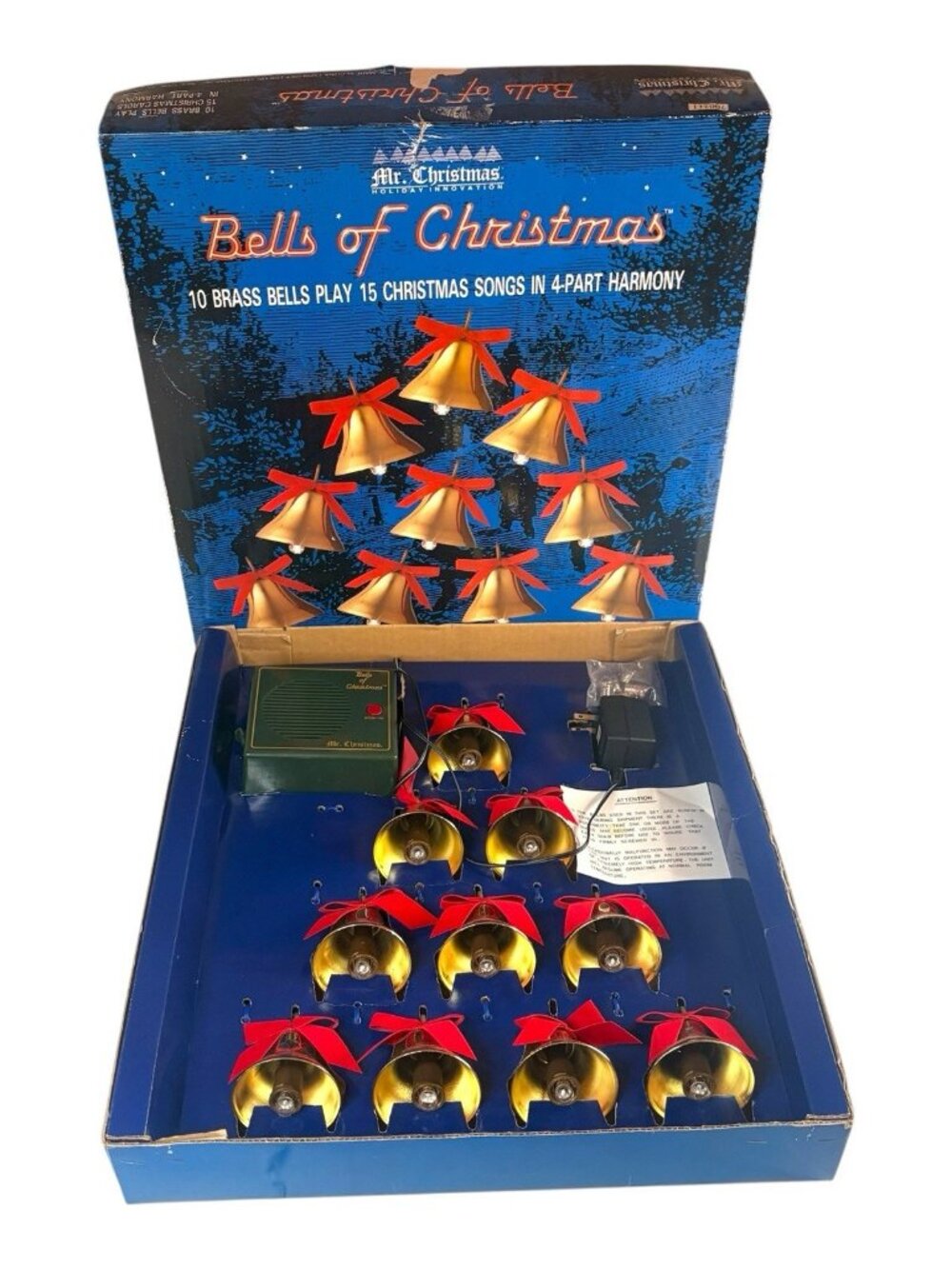 NOB 1991 Mr. Christmas Bells of Christmas 10 Lighted Musical Brass Bells 15 Song